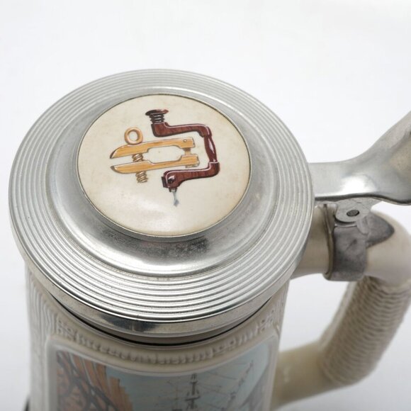 Vintage Shipbuilder Beer Stein 1987 Brazil Ceramic Metal Mug Avon Collectable - Picture 6 of 8
